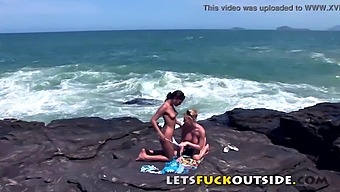 Outdoor Sex With Babes: Rocky Adventure Ends In Pleasure