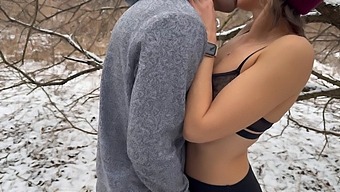 Amateur Couple Enjoys Snowy Public Threesome With Oral And Creampie