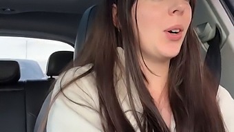 Brunette Beauty Enjoys Solo Playtime With Sex Toy At Tim Horton'S Drive-Thru
